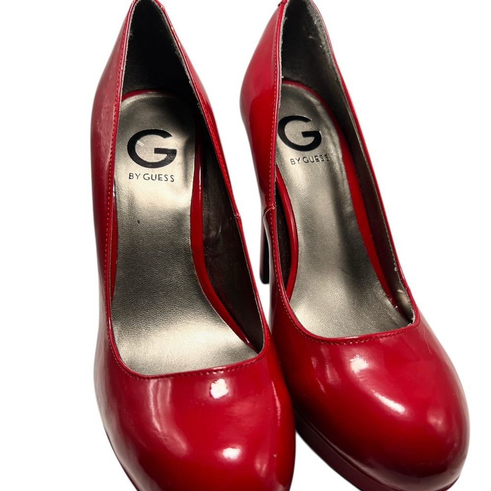 G By Guess Women’s Red Patent Platform Stiletto Pump Heels Size 9 Brand New